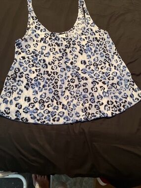 Secret Treasures Blue and Black Leopard Tank Top